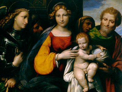 Gemälde darstellend die Madonna mit Kind und Heiligen von Benvenuto Tisi da Garofalo